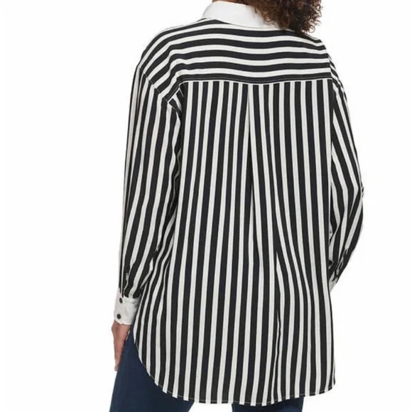 Karl Lagerfeld Monochrome Striped Button Down Shirt - Picture 6 of 6